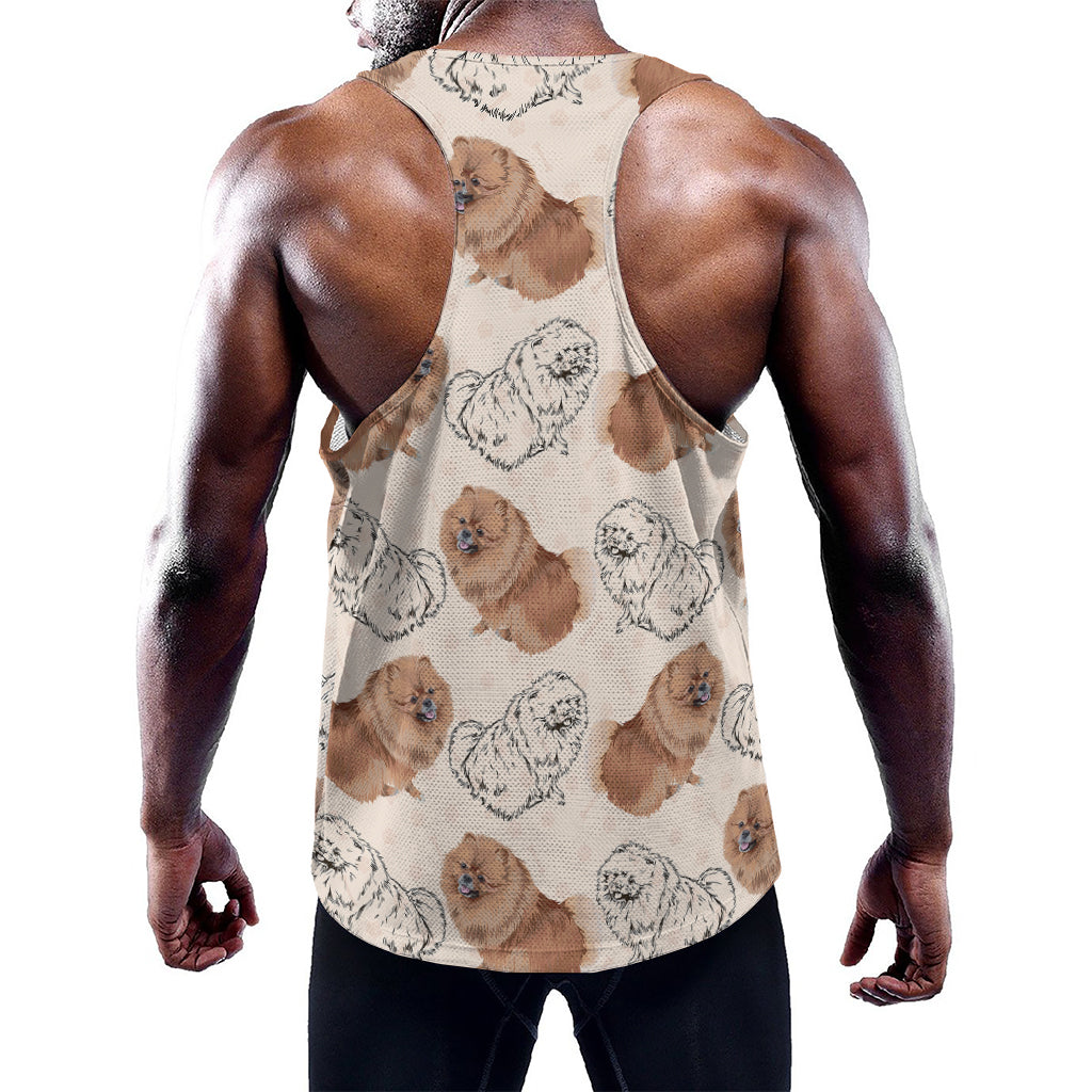 Cute Pomeranian Pattern Print Training Tank Top