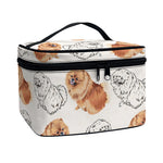 Cute Pomeranian Pattern Print Travel Makeup Bag