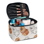 Cute Pomeranian Pattern Print Travel Makeup Bag