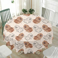 Cute Pomeranian Pattern Print Waterproof Round Tablecloth