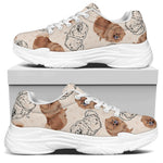 Cute Pomeranian Pattern Print White Chunky Shoes