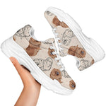 Cute Pomeranian Pattern Print White Chunky Shoes