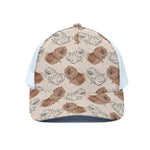 Cute Pomeranian Pattern Print White Mesh Trucker Cap