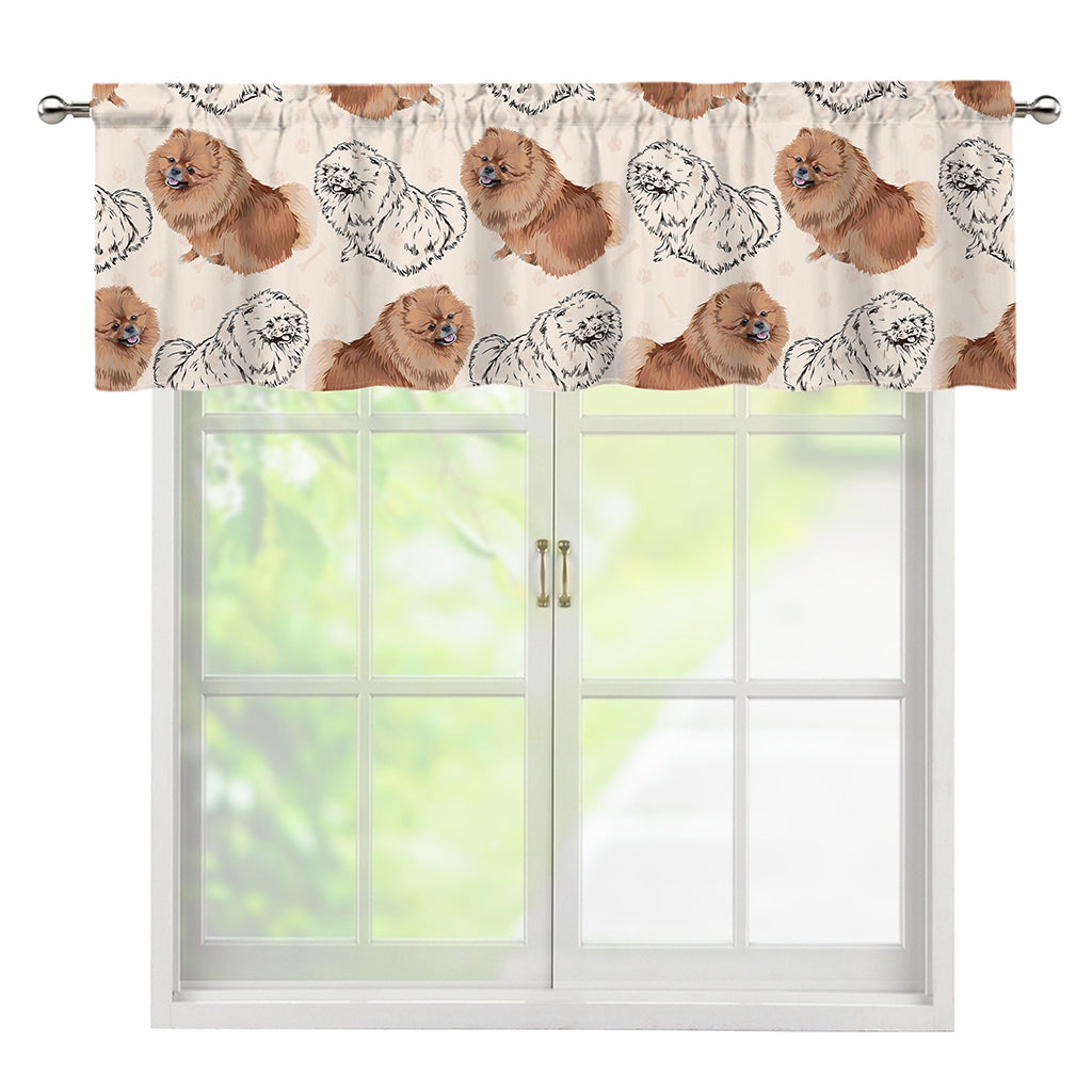 Cute Pomeranian Pattern Print Window Valance