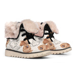 Cute Pomeranian Pattern Print Winter Boots