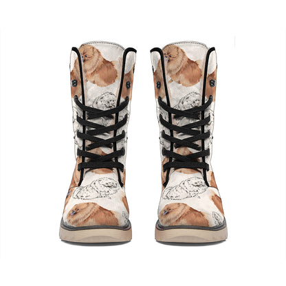 Cute Pomeranian Pattern Print Winter Boots