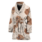 Cute Pomeranian Pattern Print Women's Bathrobe