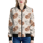 Cute Pomeranian Pattern Print Women's Bomber Jacket