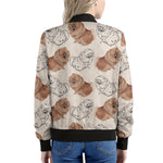Cute Pomeranian Pattern Print Women's Bomber Jacket