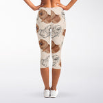 Cute Pomeranian Pattern Print Women's Capri Leggings