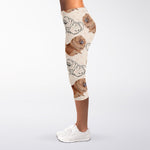 Cute Pomeranian Pattern Print Women's Capri Leggings