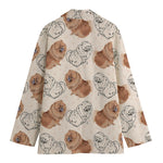 Cute Pomeranian Pattern Print Women's Cotton Blazer