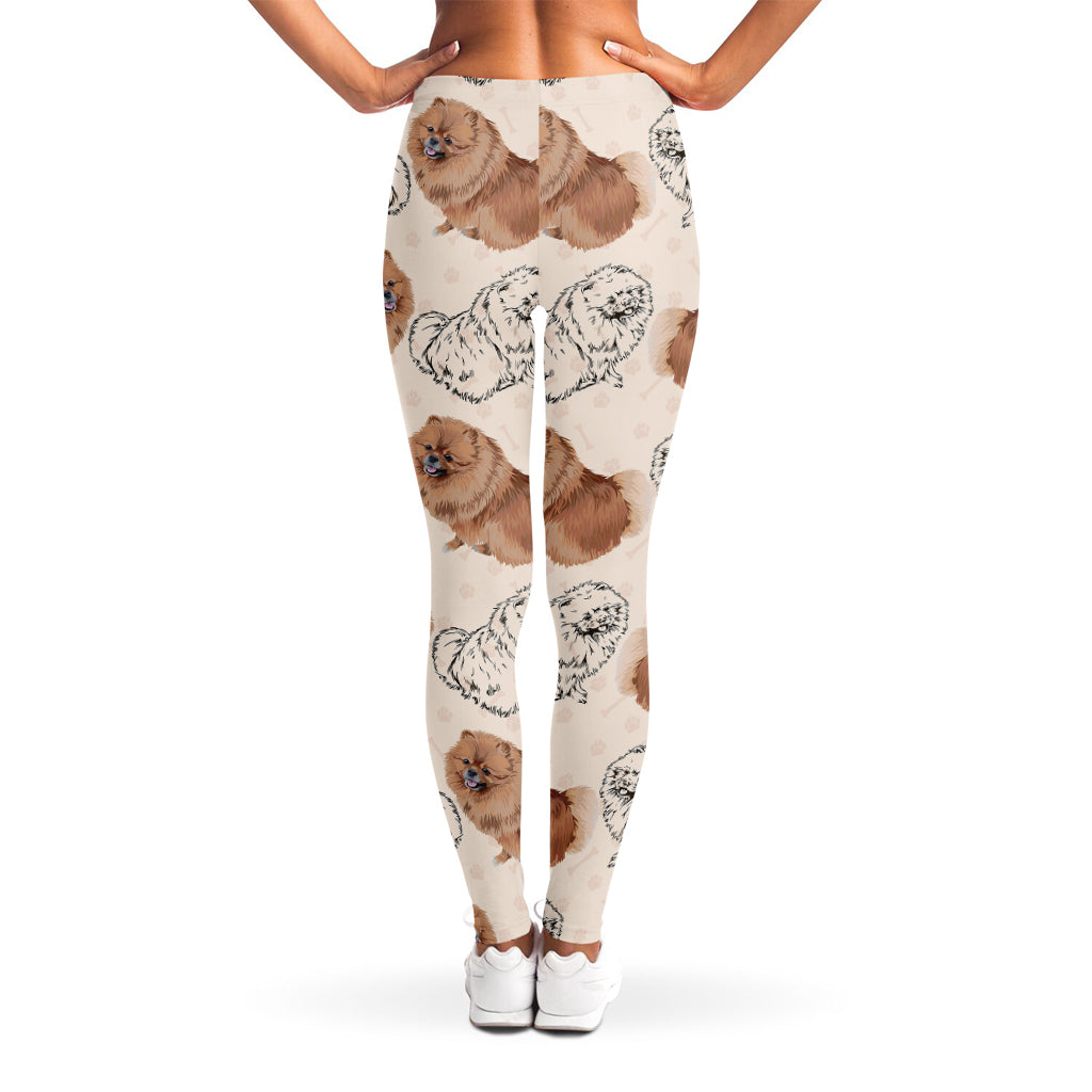 Cute Pomeranian Pattern Print Women's Leggings
