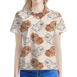 Cute Pomeranian Pattern Print Women's Polo Shirt
