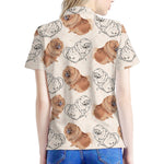 Cute Pomeranian Pattern Print Women's Polo Shirt