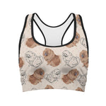 Cute Pomeranian Pattern Print Women's Sports Bra