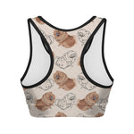 Cute Pomeranian Pattern Print Women's Sports Bra