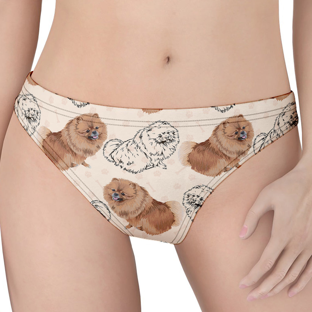 Cute Pomeranian Pattern Print Women's Thong