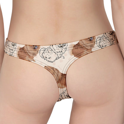 Cute Pomeranian Pattern Print Women's Thong