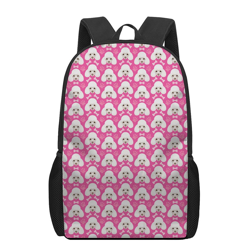 Cute Poodle Pattern Print 17 Inch Backpack