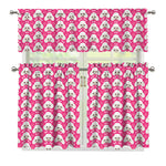 Cute Poodle Pattern Print 3 Piece Kitchen Curtains