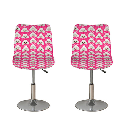Cute Poodle Pattern Print Bar Stool Covers