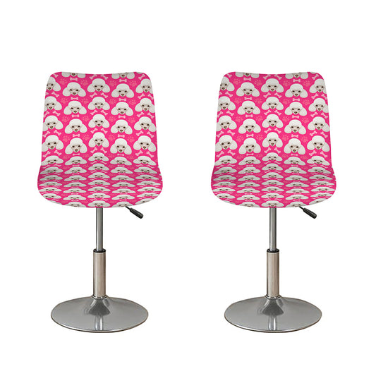 Cute Poodle Pattern Print Bar Stool Covers