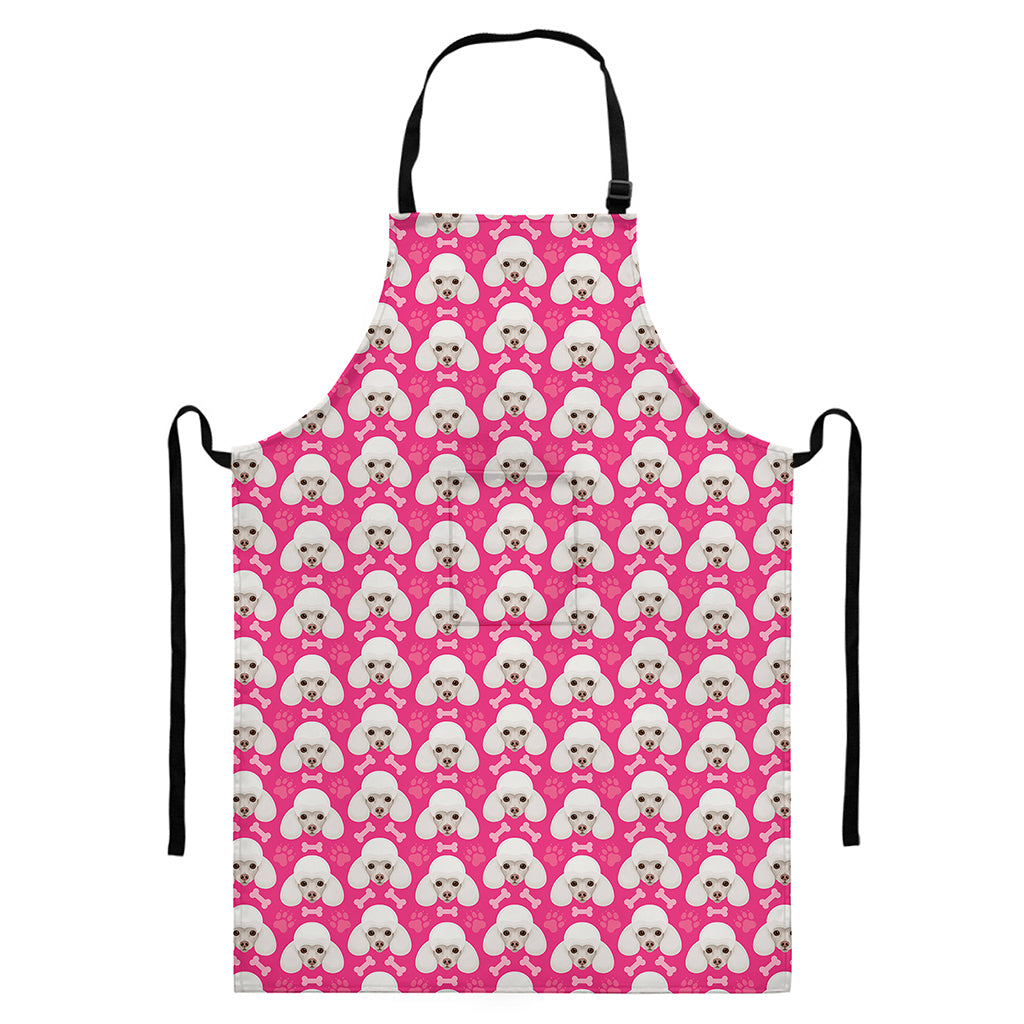 Cute Poodle Pattern Print Bib Apron With Pocket