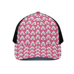 Cute Poodle Pattern Print Black Mesh Trucker Cap