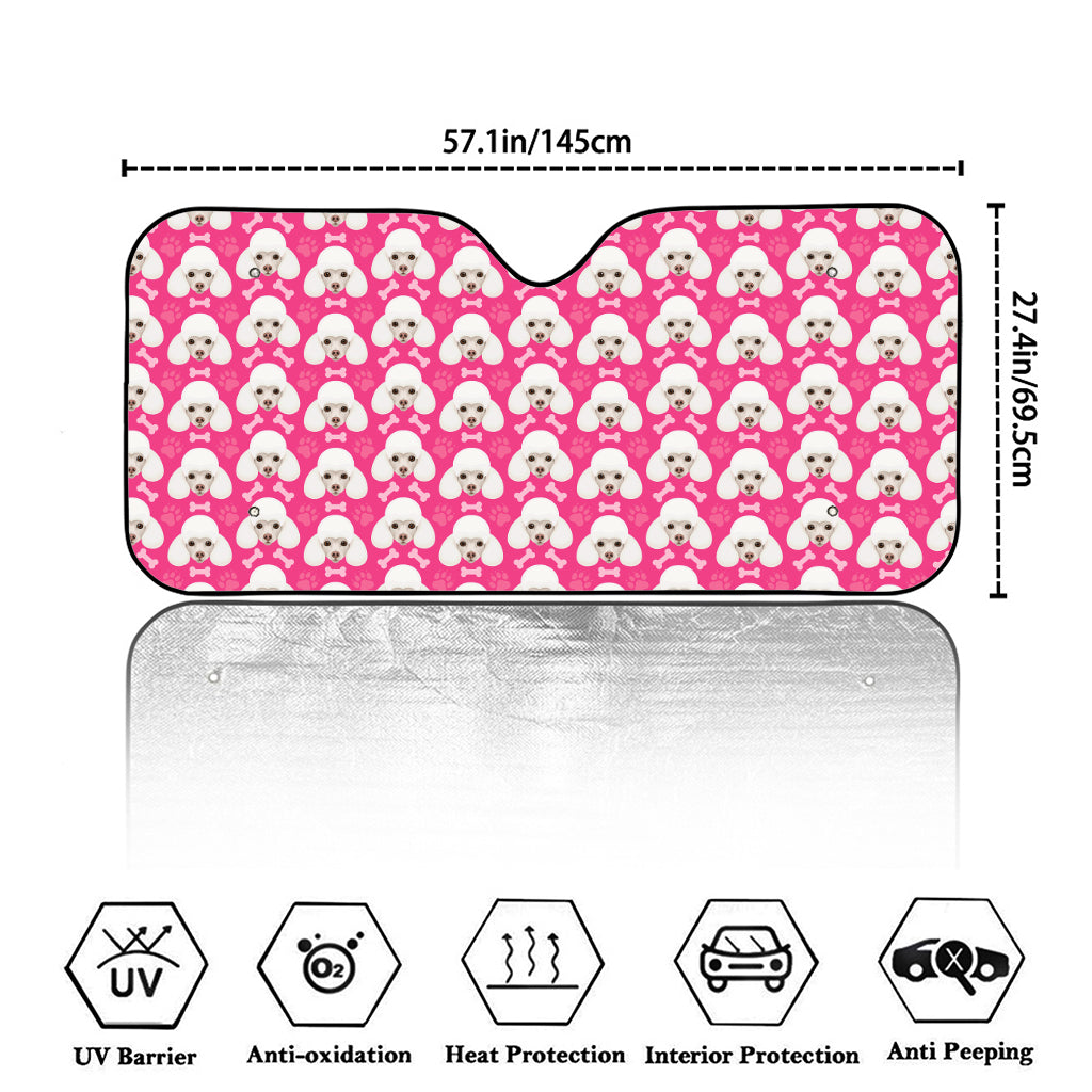 Cute Poodle Pattern Print Car Windshield Sun Shade
