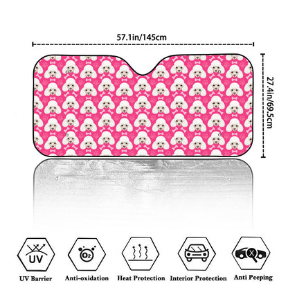 Cute Poodle Pattern Print Car Windshield Sun Shade