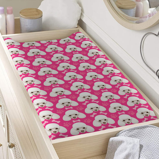 Cute Poodle Pattern Print Changing Pad Cover