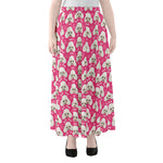 Cute Poodle Pattern Print Chiffon Maxi Skirt