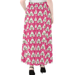 Cute Poodle Pattern Print Chiffon Maxi Skirt