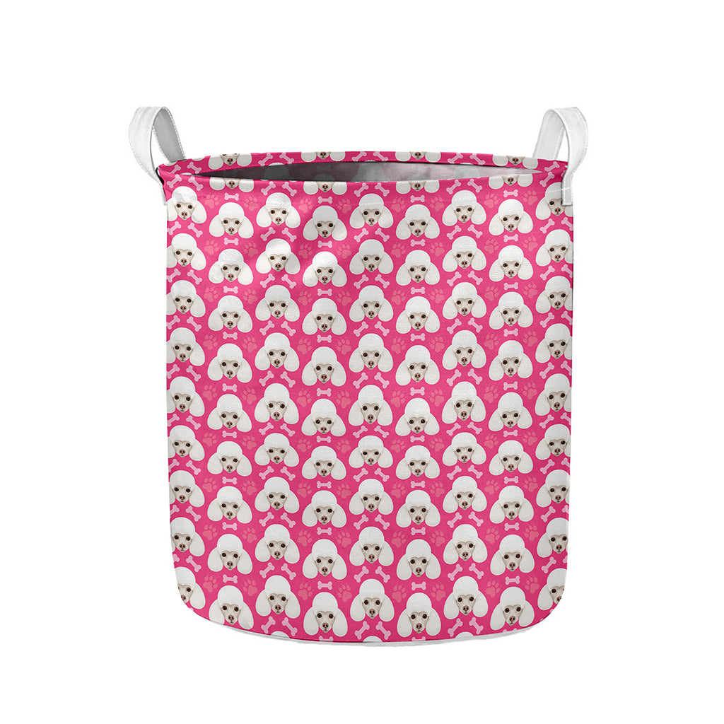 Cute Poodle Pattern Print Collapsible Laundry Basket