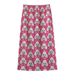 Cute Poodle Pattern Print Cotton Front Slit Maxi Skirt