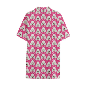 Cute Poodle Pattern Print Cotton Hawaiian Shirt