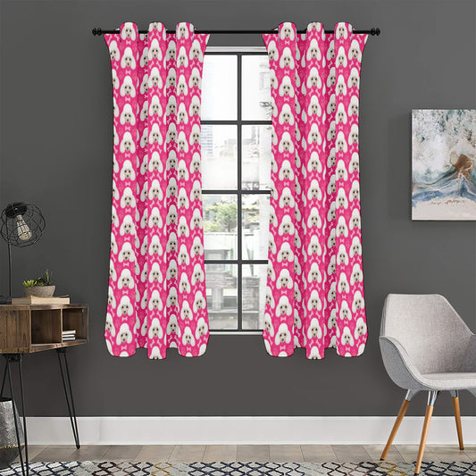 Cute Poodle Pattern Print Curtain