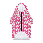 Cute Poodle Pattern Print Dog Zip Up Hoodie