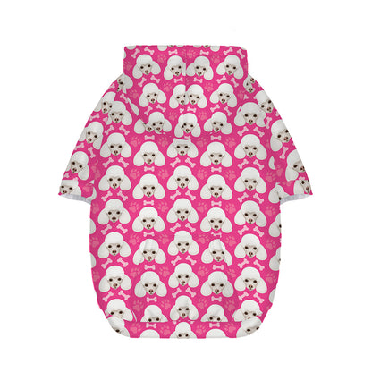 Cute Poodle Pattern Print Dog Zip Up Hoodie