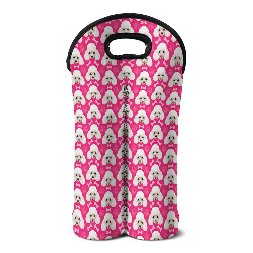 Cute Poodle Pattern Print Double Neoprene Wine Tote