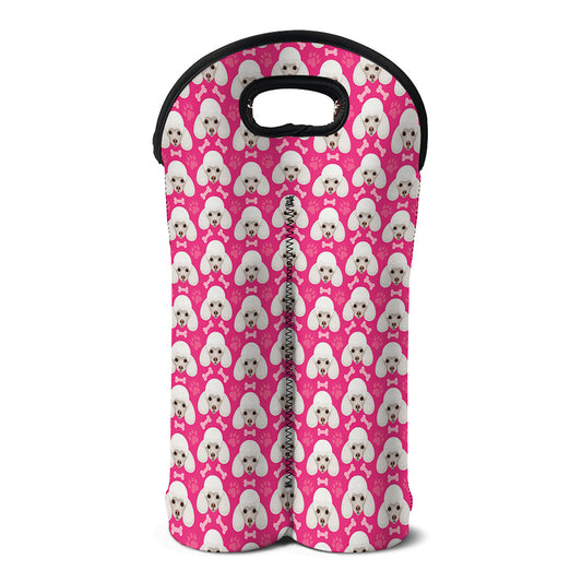 Cute Poodle Pattern Print Double Neoprene Wine Tote