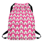 Cute Poodle Pattern Print Drawstring Backpack