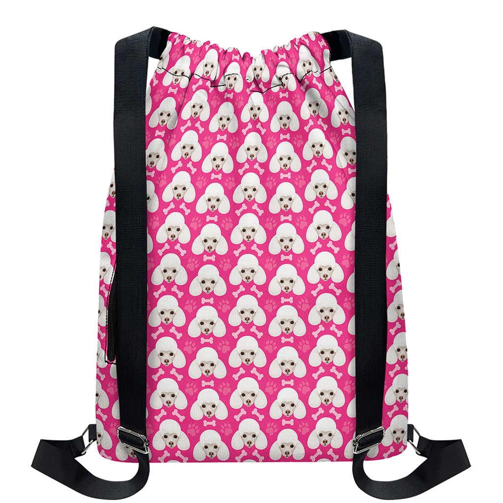 Cute Poodle Pattern Print Drawstring Backpack