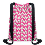 Cute Poodle Pattern Print Drawstring Backpack