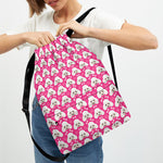 Cute Poodle Pattern Print Drawstring Backpack