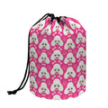 Cute Poodle Pattern Print Drawstring Makeup Bag
