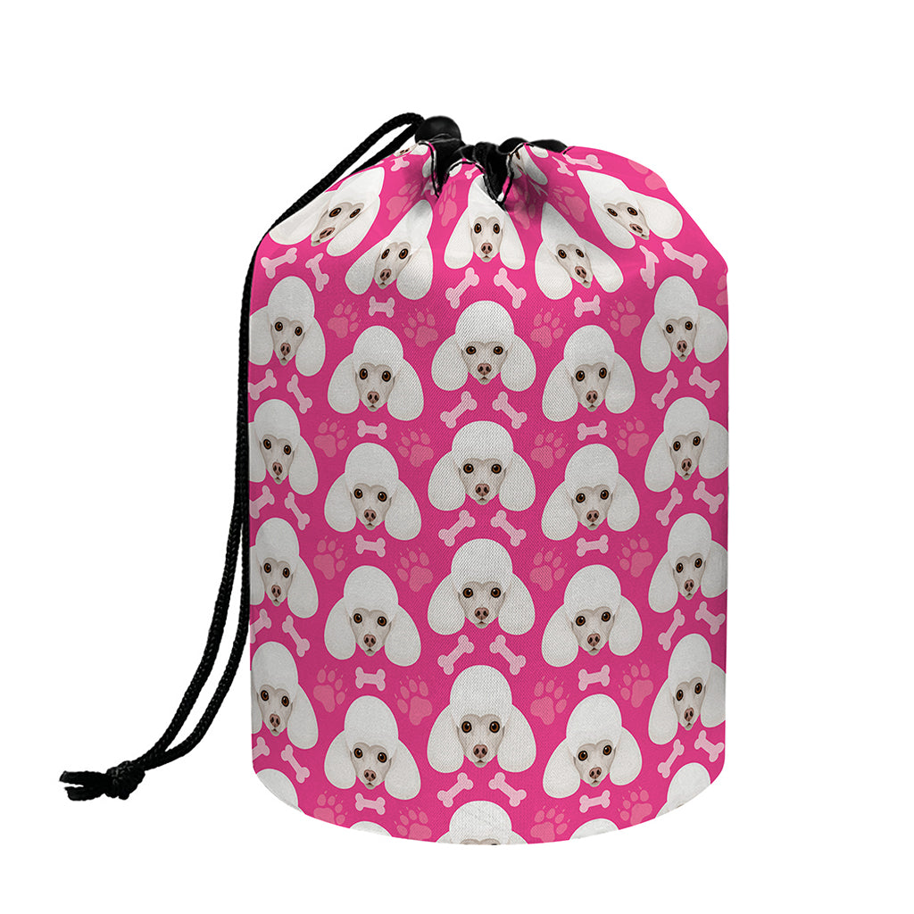 Cute Poodle Pattern Print Drawstring Makeup Bag