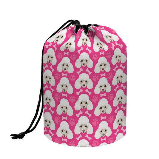 Cute Poodle Pattern Print Drawstring Makeup Bag
