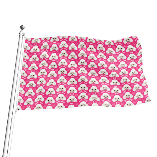 Cute Poodle Pattern Print Flag